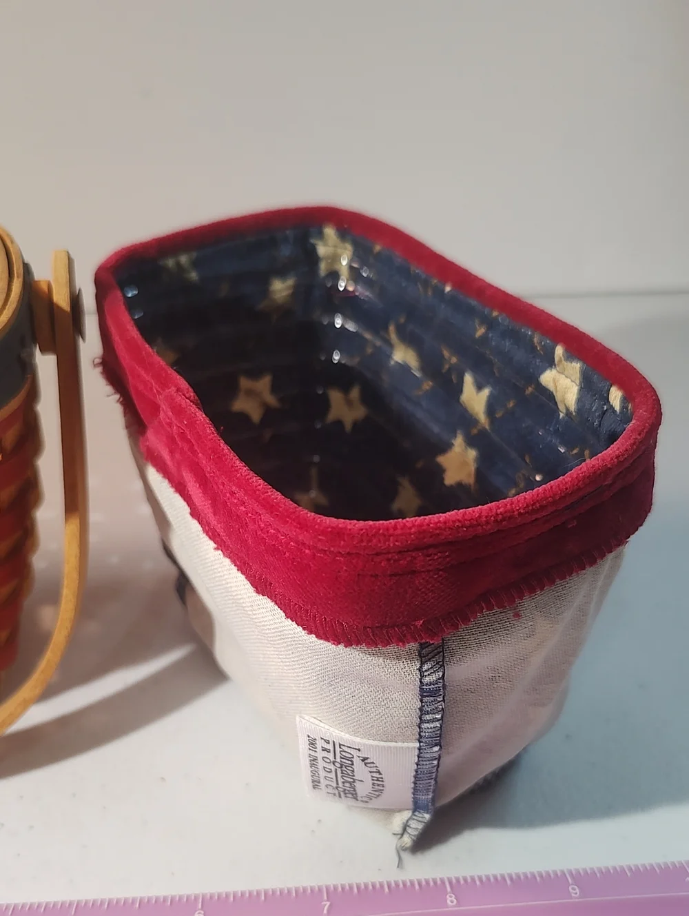 Longaberger 2001 Inaugural Basket, Liner, Plastic Protector & Dated Star Tie On